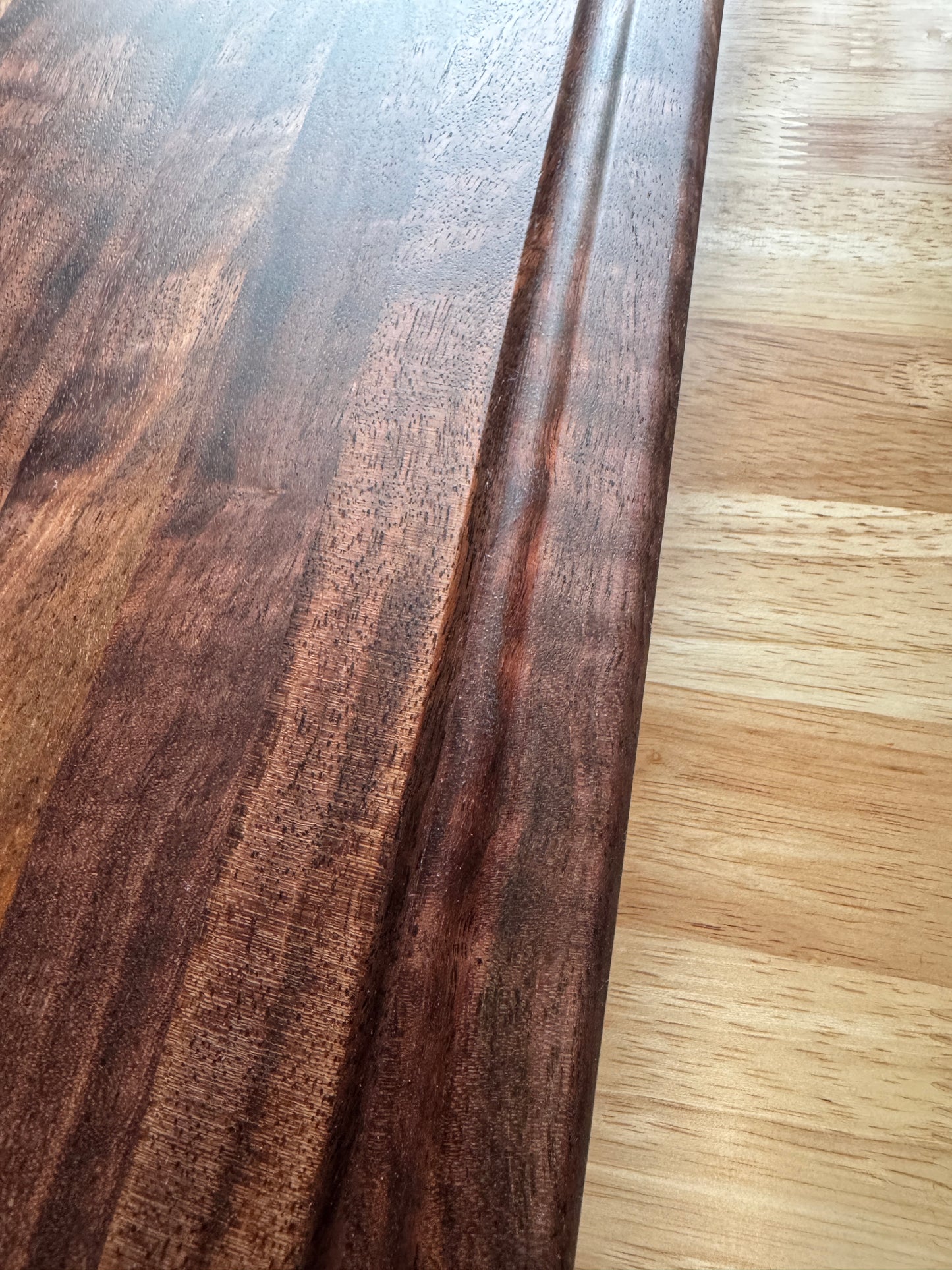 Handmade Walnut, Curly Maple and Purple Heart Cutting Board with Juice Grove, Food Grade, Wood Cutting Board. Gift for mom, Gift for Wife, Housewarming gift